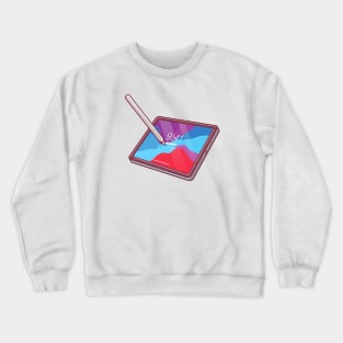 Tablet And Stylus Pencil Cartoon Crewneck Sweatshirt